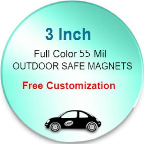 3 Inch Custom Circle Magnets - Outdoor & Car Magnets 55 Mil