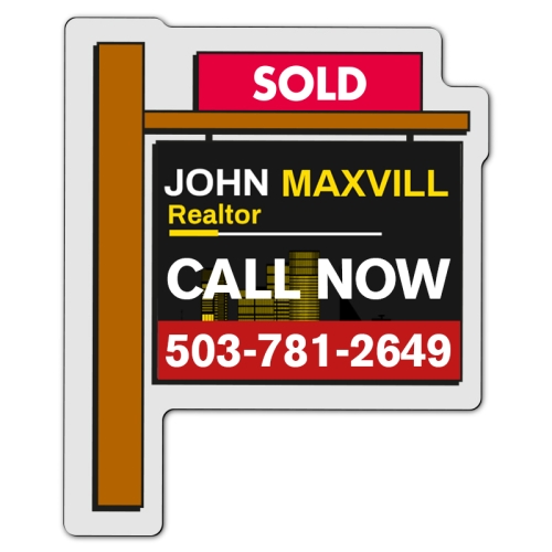 2.25x2.75 Real Estate Sold Sign Shaped Business Card Indoor Magnets - 20 Mil