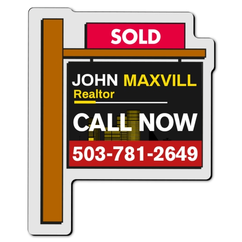 2.25x2.75 Real Estate Sold Sign Shaped Business Card Outdoor Magnets - 40 Mil