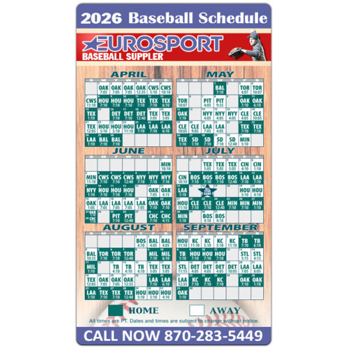 3.5x6 Custom Baseball Sport Schedules Magnets 20 Mil Round Corners