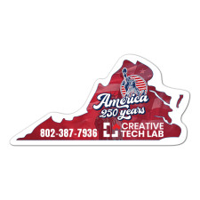 4.44x2.25 Inch Custom Virginia Shape Magnets - 20 Mil