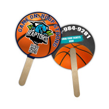 5 Inch Circle Full Color Double Sided Mini Hand Fans - 16 pt