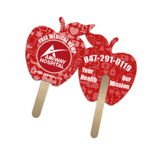 5x5 Inch Custom Apple Shape Full Color Double Sided Mini Hand Fans - 16 pt