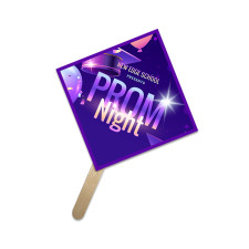 5x5 Inch Custom Diamond Shape Full Color One Sided Mini Hand Fans - 16 pt