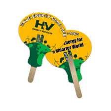 5x5 Inch Custom Lightbulb Shape Full Color Double Sided Mini Hand Fans - 16 pt