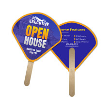 5x5 Inch Custom Shell Shape Full Color Double Sided Mini Hand Fans - 16 pt