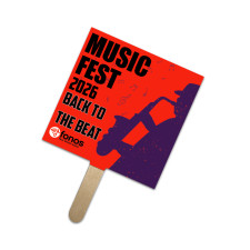 5x5 Inch Custom Square Shape Full Color One Sided Mini Hand Fans - 16 pt