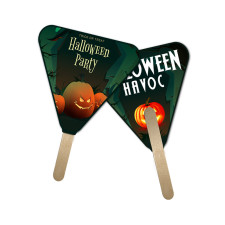 5x5 Inch Custom Triangle Full Color Double Sided Mini Hand Fans - 16 pt