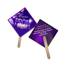 5x5 Inch Customized Diamond Shape Full Color Double Sided Mini Hand Fans - 16 pt