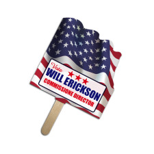 5x5 Inch Customized Flag Shape Full Color One Sided Mini Hand Fans - 16 pt