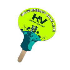 5x5 Inch Customized Lightbulb Shape Full Color One Sided Mini Hand Fans - 16 pt