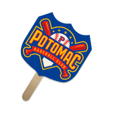 5x5 Inch Customized Shield Shape Full Color One Sided Mini Hand Fans - 16 pt