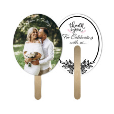 5x5 Inch Oval Full Color Double Sided Mini Hand Fans - 16 pt 