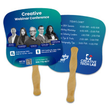 Custom Printed Printed 7.25x7.25 Inch Hourglass Full Color Double Sided Hand Fans - 16 pt