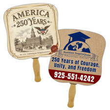 7.25x7.25 Inch Custom Full Color Hourglass Double Sided Hand Fans - 16 pt