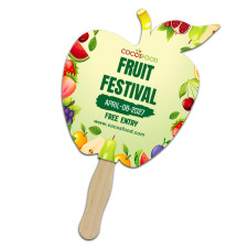 Custom Printed 8x8 Inch Apple Shape Full Color One Sided Hand Fans - 16 pt