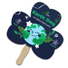 8x8 Inch Custom Printed Clover 3 Shape Full Color One Sided Hand Fans - 16 pt