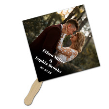 Custom 8x8 Inch Diamond Shape Full Color One Sided Hand Fans - 16 pt