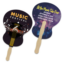 Custom 8x8 Inch Guitar Shape Full Color Double Sided Hand Fans - 16 pt