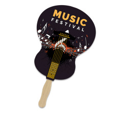 Custom 8x8 Inch Guitar Shape Full Color One Sided Hand Fans - 16 pt