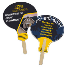 Custom Printed 8x8 Inch Lightbulb Shape Full Color Double Sided Hand Fans - 16 pt