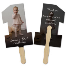 Custom 8x8 Inch No 1 Shape Full Color Double Sided Hand Fans - 16 pt