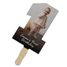 Custom Printed 8x8 Inch No 1 Shape Full Color One Sided Hand Fans - 16 pt