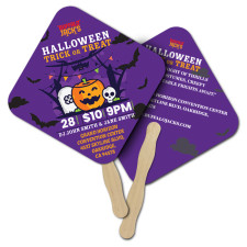 Custom Printed Printed 8x8 Inch Rd Diamond Shape Full Color Double Sided Hand Fans - 16 pt