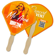 Custom 8x8 Inch Shell Shape Full Color Double Sided Hand Fans - 16 pt