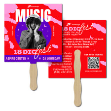 Custom Printed 8x8 Inch Square Shape Full Color Double Sided Hand Fans - 16 pt