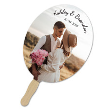 Custom Printed 9x7.25 Inch Oval Full Color One Sided Hand Fans - 16 pt