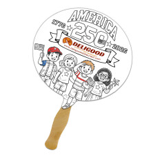 Bubble Shape Customized One Sided Full Color Coloring Hand Fans - 16 pt
