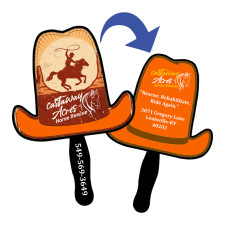 Custom Budget Cowboy Hat Shaped Hand Fans - Two Side