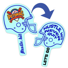 Custom Printed Budget Football Helmet-Shaped Hand Fans - Two Side