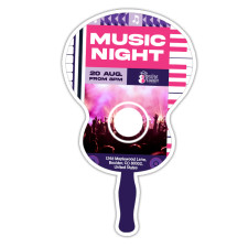 Custom Printed Budget Guitar-Shaped Hand Fans - One Side