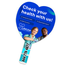 Custom Budget Heart-Shaped Hand Fans - One Side