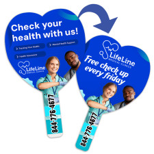 Custom Printed Printed Budget Heart-Shaped Hand Fans - Two Side