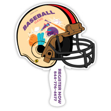 Custom Printed Budget Helmet Shaped Hand Fans - One Side