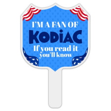 Custom Printed Budget Interstate Sign Shaped Hand Fans - One Side
