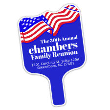 Custom Budget Patriotic Flag Shaped Hand Fans - One Side