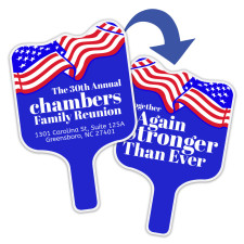 Custom Budget Patriotic Flag Shaped Hand Fans - Two Side