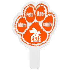 Custom Budget Paw-Shaped Hand Fans - One Side