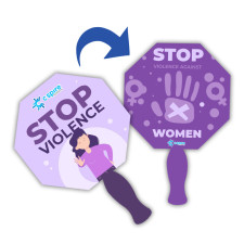 Custom Printed Budget Stop Sign Shaped Hand Fans - Two Side