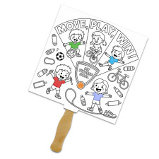 Custom Square Shape Full Color One Sided Coloring Hand Fans - 16 pt