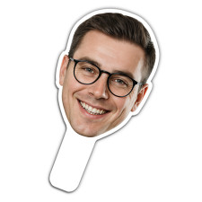 Custom Economy Full Color Face Shaped Hand Fans - One Side