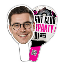 Custom Economy Full Color Face Shaped Hand Fans - Two Side