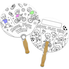 Custom Printed Bubble Shape Full Color Double Sided Coloring Hand Fans - 16 pt