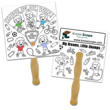 Custom Printed Square Shape Full Color Double Sided Coloring Hand Fans - 16 pt