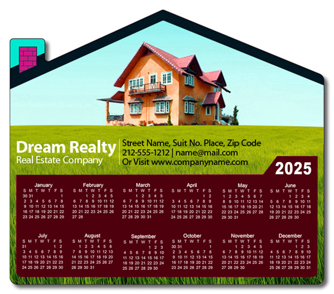 4x3.5 Custom Printed House Shaped Calendar Magnets 20 Mil