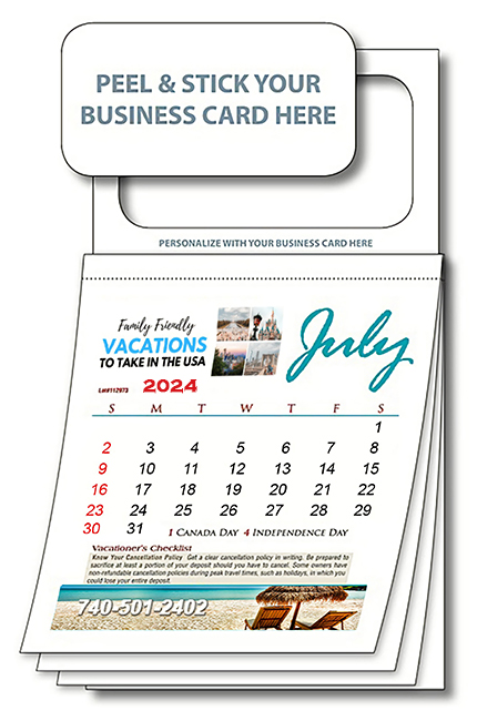 3.5 x6.25 Fully Customized Peel and Stick Magnetic Tear Off Calendar Magnets
